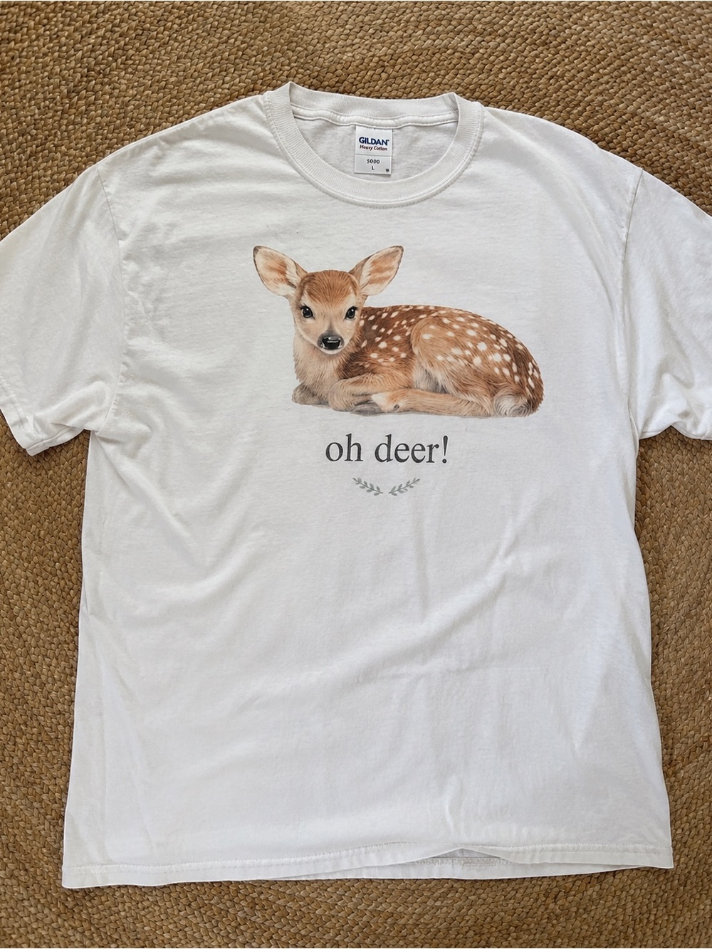 Gildan White Kids Tee with Fawn Graphic